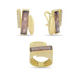 Комплект GOLDOS 143690-S Золото, Фианит, Раухтопаз 