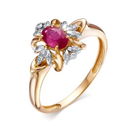 Кольцо GOLDOS 14342-103 Золото, Бриллиант, Рубин