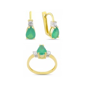 Комплект GOLDOS 143702-S Золото, Хризопраз, Фианит