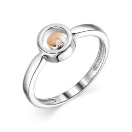 Кольцо GOLDOS 01-1807 Серебро, Бриллиант, Золото