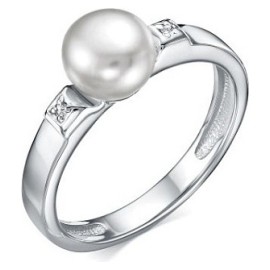 Кольцо GOLDOS 01-2175 Серебро, Бриллиант, Жемчуг