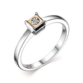 Кольцо GOLDOS 01-3008 Серебро, Золото, Бриллиант