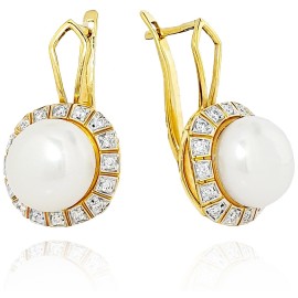 Серьги GOLDOS Premium SDE2450 Золото, Бриллиант, Жемчуг