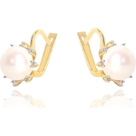 Серьги GOLDOS Коллекция Premium SDE0002, Золото, Бриллиант , Жемчуг